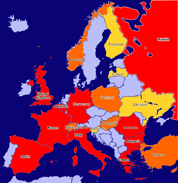 Full members of VIEWS International on the map of Europe